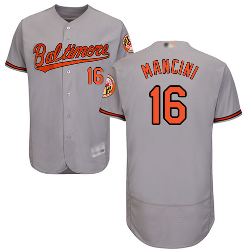Orioles #16 Trey Mancini Grey Flexbase Authentic Collection Stitched MLB Jersey
