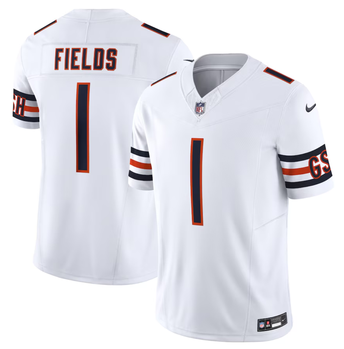 Men's Chicago Bears #1 Justin Fields White 2023 F.U.S.E. Vapor Untouchable Limited Stitched Football Jersey