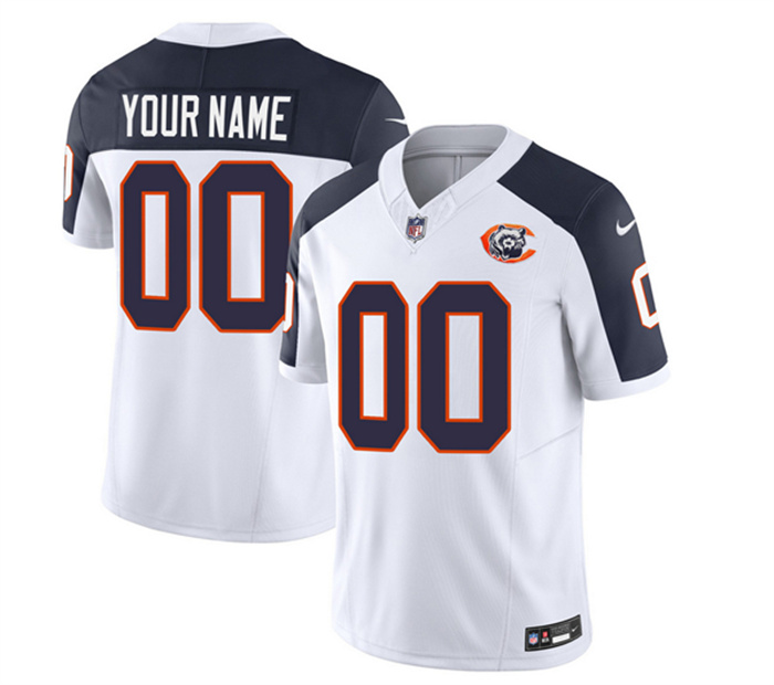 Men's Chicago Bears Active Player Custom 2023 F.U.S.E. White/Navy Throwback Limited Stitched Football Jersey