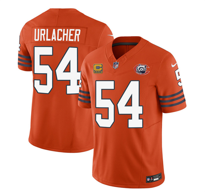 Men's Chicago Bears #54 Brian Urlacher Orange 2023 F.U.S.E. With 4-star C Patch Throwback Limited Stitched Football Jersey