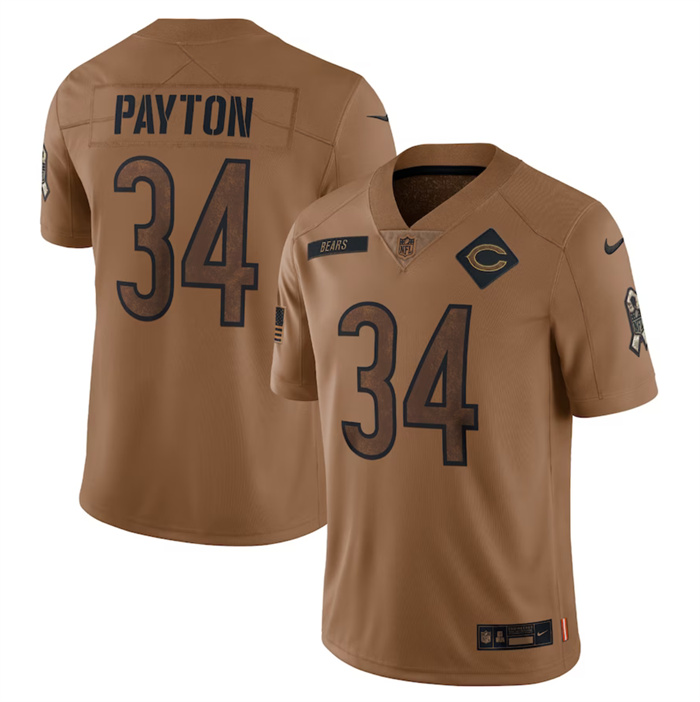 Men's Chicago Bears #34 Walter Payton 2023 Brown Salute To Service Limited Football Jersey