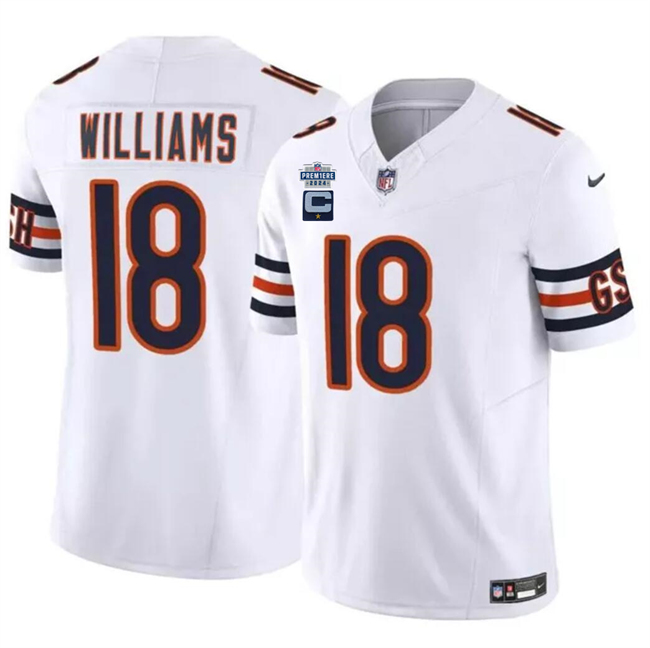 Men's Chicago Bears #Men's Chicago Bears #18 Caleb Williams White 2024 F.U.S.E. With Draft Patch And 1-star C Patch Vapor Stitched Football JerseyTremaine Edmunds Navy 2024 F.U.S.E. With 2-star C Patch Vapor Untouchable Limited Stitched Football Jersey