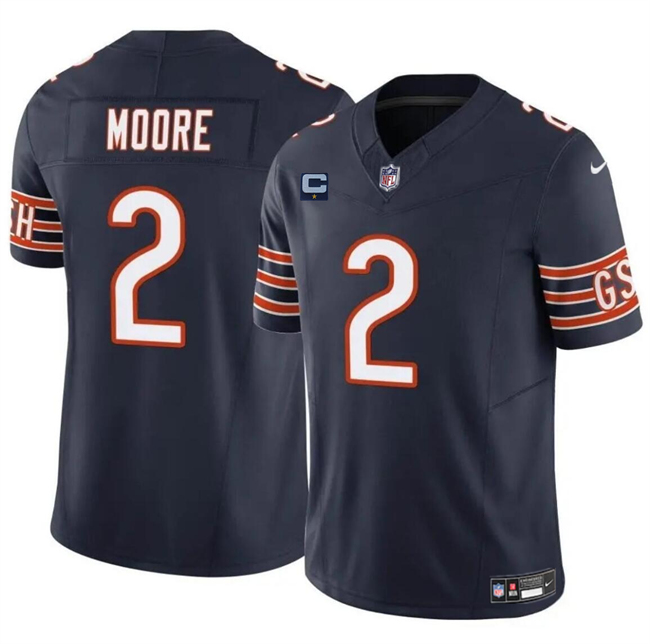 Men's Chicago Bears #2 DJ Moore Navy 2024 F.U.S.E. With 1-star C Patch Vapor Untouchable Limited Stitched Football Jersey