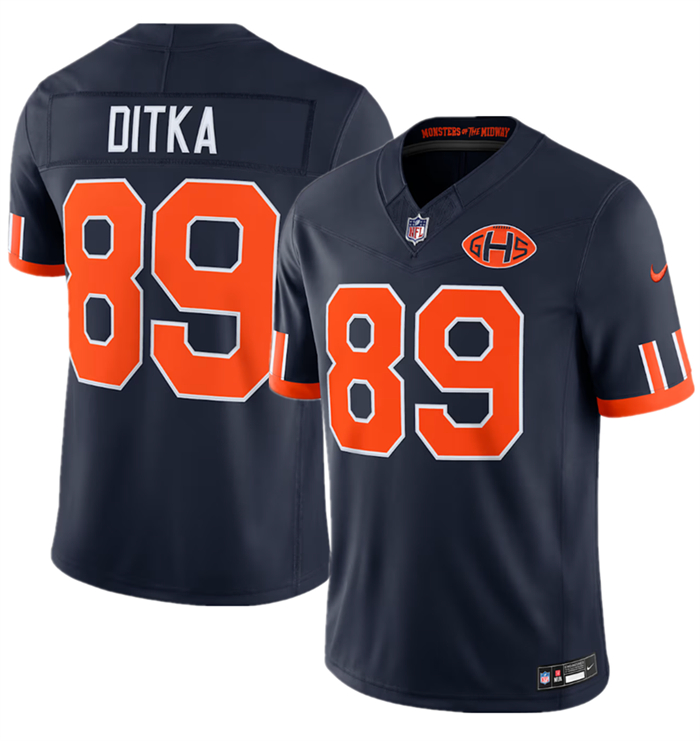 Men's Chicago Bears #89 Mike Ditka Navy 2026 F.U.S.E. Rivalries Collection Limited Stitched Football Jersey Men's Chicago Bears #89 Mike Ditka Navy 2026 F.U.S.E. Rivalries Collection Limited Stitched Football Jersey