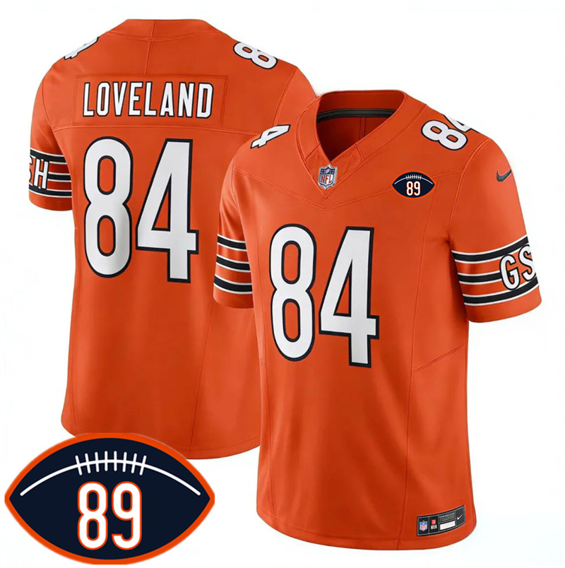 Men's Chicago Bears #84 Colston Loveland Orange 2026 F.U.S.E. With Mike Ditka 89 Patch Vapor Untouchable Limited Stitched Football Jersey