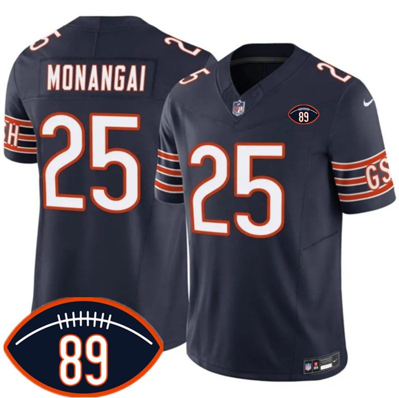 Men's Chicago Bears #25 Kyle Monangai Navy 2026 With Mike Ditka 89 Patch F.U.S.E. Vapor Untouchable Limited Stitched Football Jersey