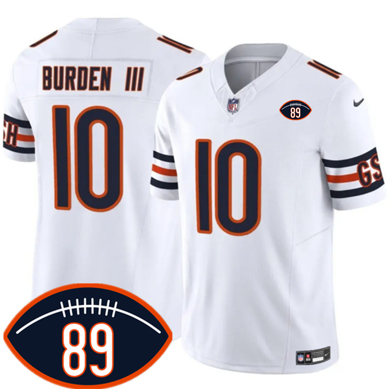 Men's Chicago Bears #10 Luther Burden III White 2026 F.U.S.E. With Mike Ditka 89 Patch Vapor Untouchable Limited Stitched Football Jersey