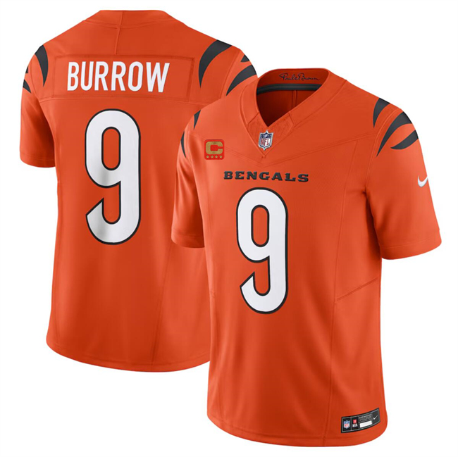 Men's Cincinnati Bengals #9 Joe Burrow Orange 2024 F.U.S.E With 4-star C Patch Vapor Untouchable Limited Stitched Jersey