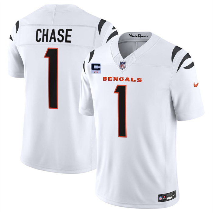 Men's Cincinnati Bengals #1 Ja'Marr Chase White 2026 F.U.S.E. 2-Star C Patch Vapor Untouchable Limited Stitched Football Jersey