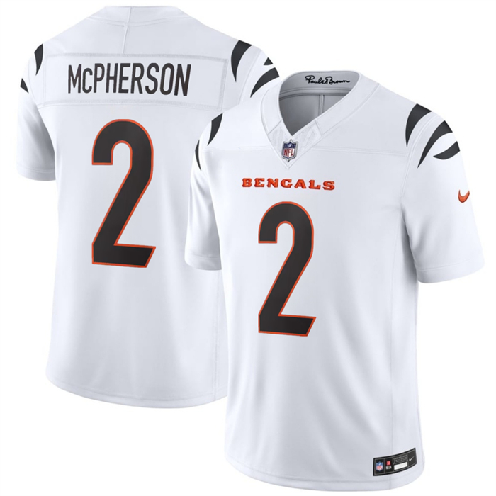 Men's Cincinnati Bengals #2 Evan McPherson White 2026 F.U.S.E. Vapor Untouchable Limited Stitched Football Jersey