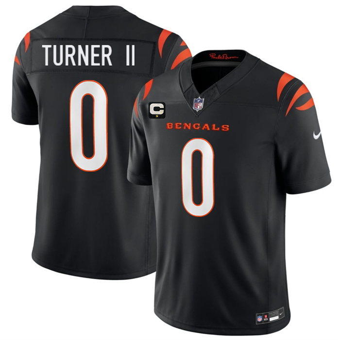 Men's Cincinnati Bengals #0 DJ Turner II Black 2026 F.U.S.E. 1-Star C Patch Vapor Untouchable Limited Stitched Football Jersey