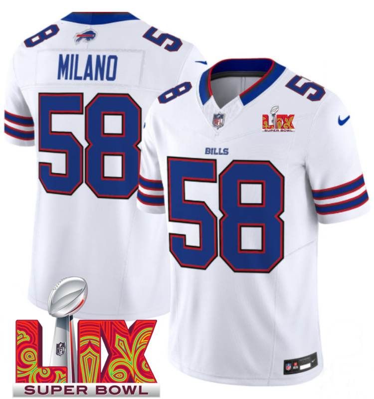 Men's Buffalo Bills #58 Matt Milano White F.U.S.E. 24/25 Super Bowl LIX Vapor Untouchable Limited Stitched Football Jersey
