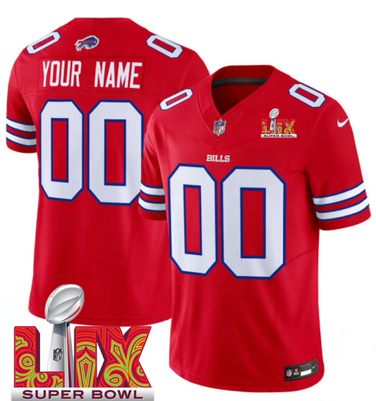 Men's Buffalo Bills Active Player Custom Red F.U.S.E. 24/25 Super Bowl LIX Vapor Untouchable Limited Stitched Football Jersey