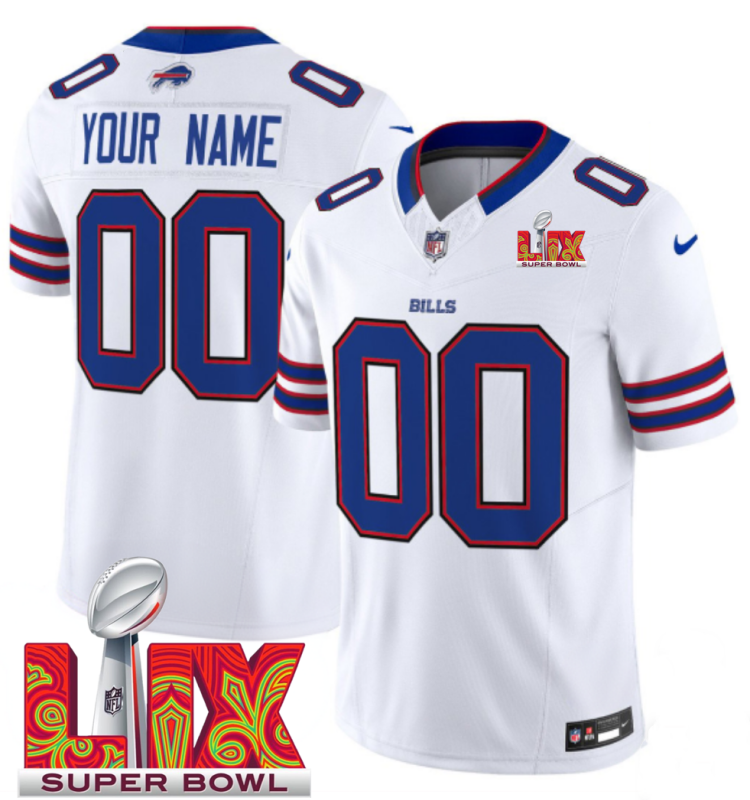 Men's Buffalo Bills Active Player Custom White F.U.S.E. 24/25 Super Bowl LIX Vapor Untouchable Limited Stitched Football Jersey