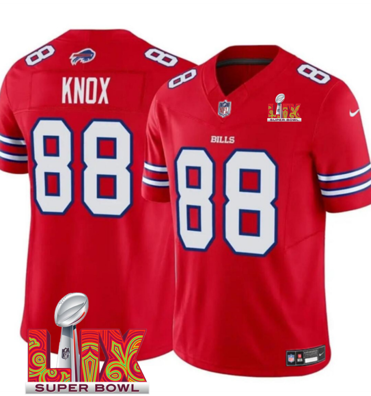 Men's Buffalo Bills #88 Dawson Knox Red F.U.S.E. 24/25 Super Bowl LIX Vapor Untouchable Limited Stitched Football Jersey