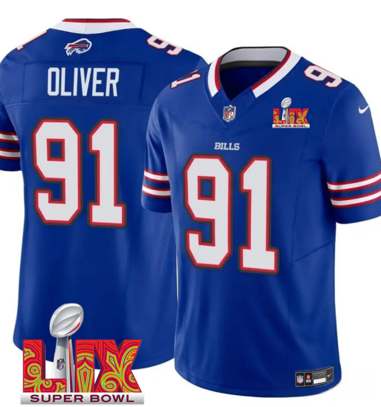 Men's Buffalo Bills #91 Ed Oliver Royal F.U.S.E. 24/25 Super Bowl LIX Vapor Untouchable Limited Stitched Football Jersey