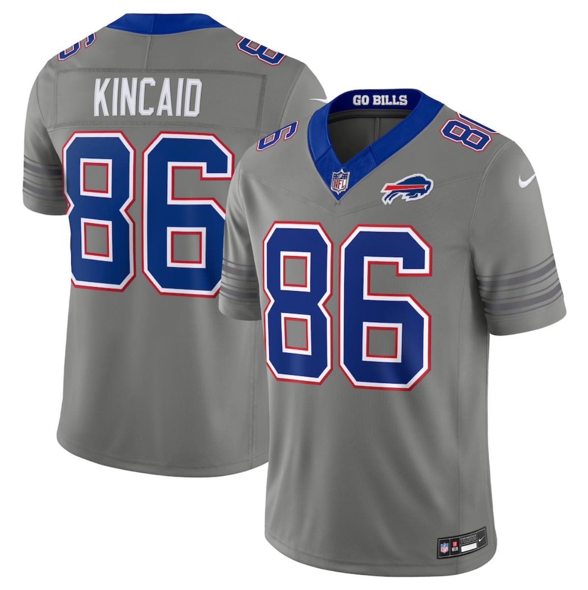 Men's Buffalo Bills #86 Dalton Kincaid Gray F.U.S.E. 2026 Nickel City Vapor Stitched Football Jersey