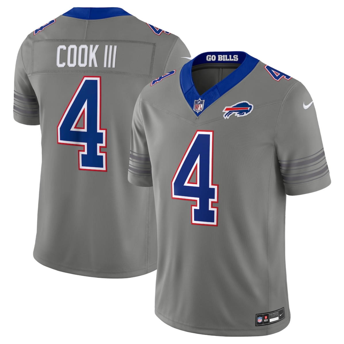 Men's Buffalo Bills #4 James Cook III Gray F.U.S.E. 2026 Nickel City Vapor Stitched Football Jersey