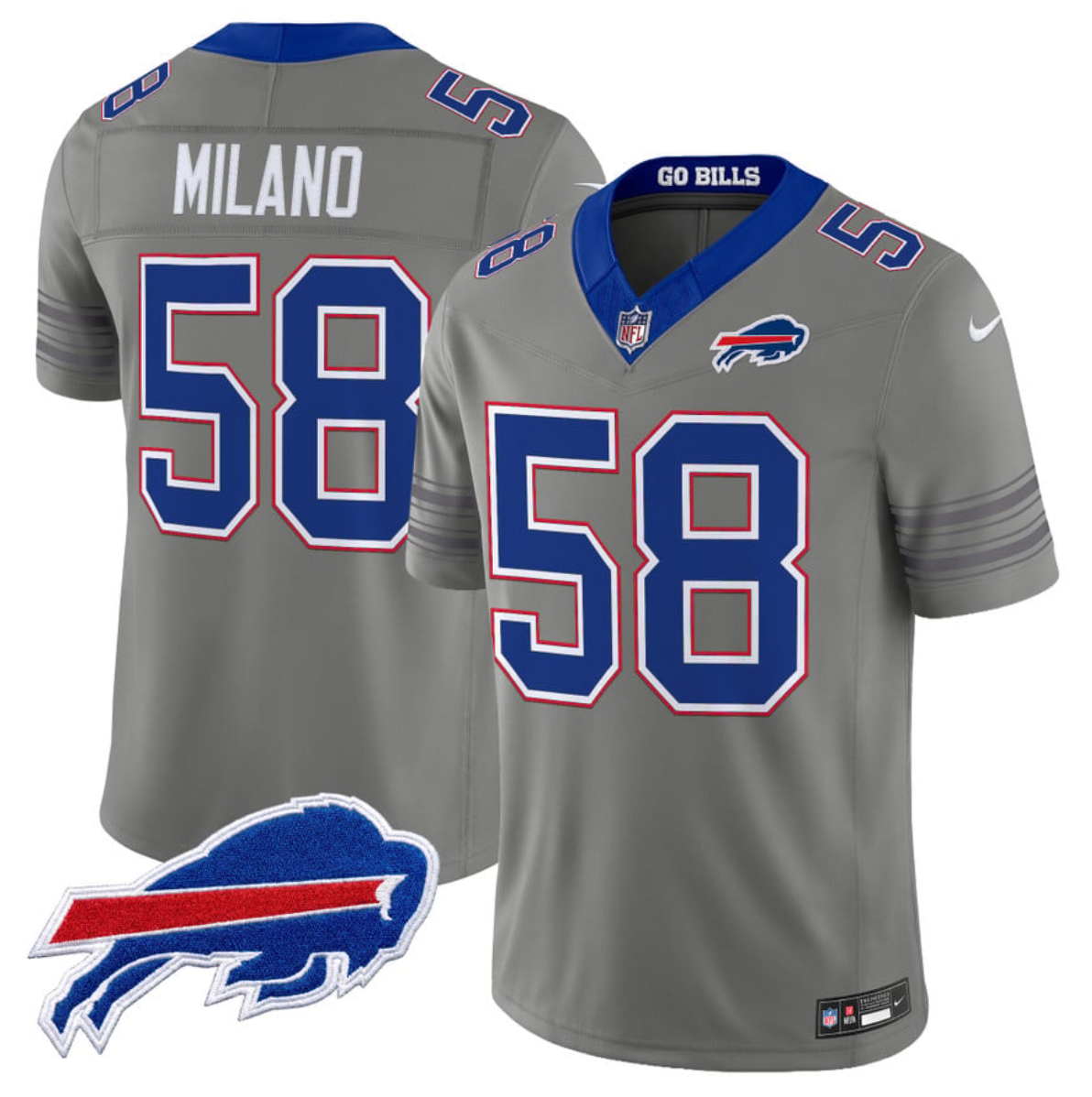 Men's Buffalo Bills #58 Matt Milano Gray F.U.S.E. 2026 Nickel City Vapor Stitched Football Jersey