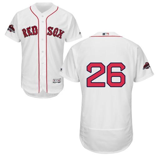 Red Sox #26 Wade Boggs White Flexbase Authentic Collection 2018 World Series Champions Stitched MLB Jersey