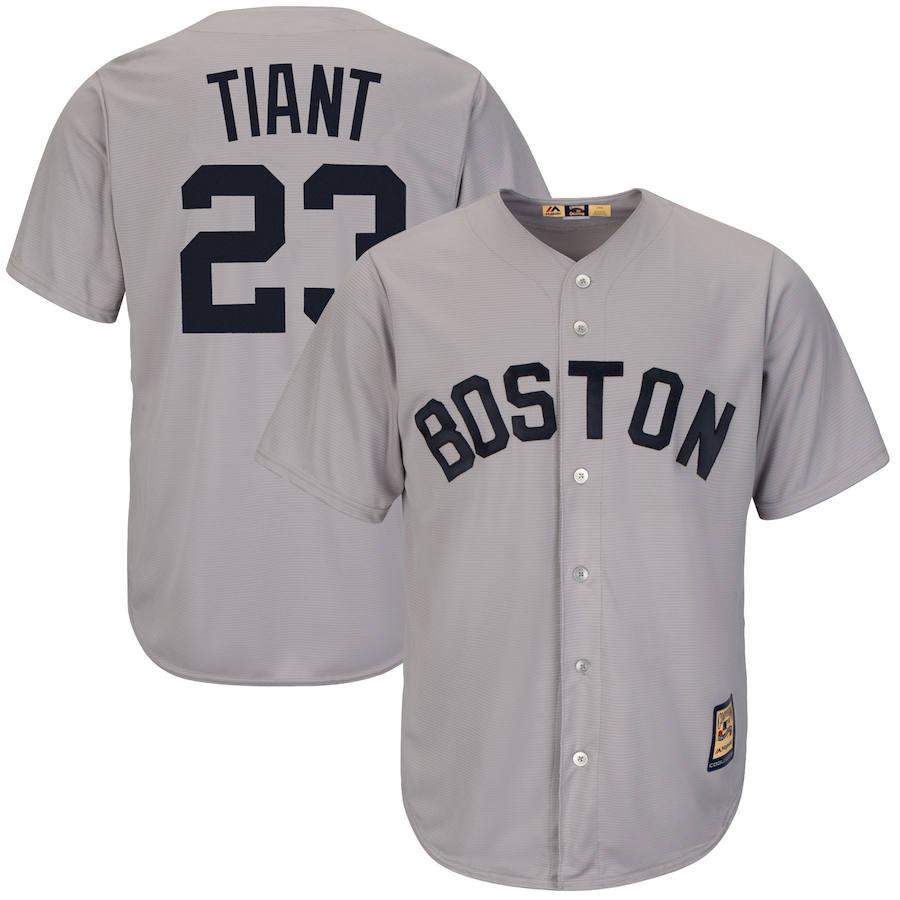 Boston Red Sox #23 Luis Tiant Majestic Cooperstown Collection Cool Base Player Jersey Gray