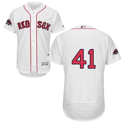 Red Sox #41 Chris Sale White Flexbase Authentic Collection 2018 World Series Champions Stitched MLB Jersey