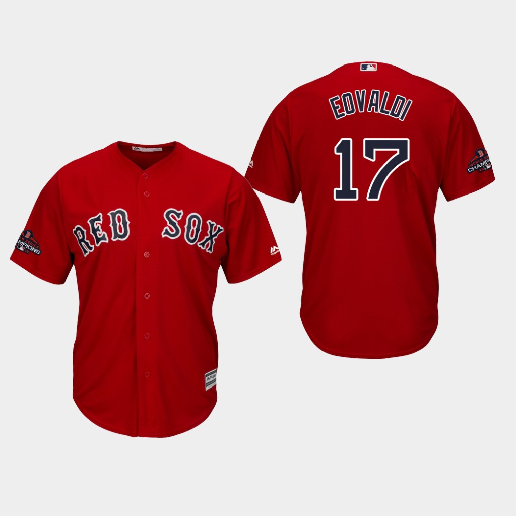 Red Sox #17 Nathan Eovaldi Red New Cool Base 2018 World Series Champions Stitched MLB Jersey