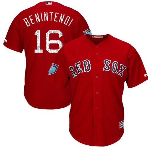 Red Sox #16 Andrew Benintendi Red 2018 Spring Training Cool Base Stitched MLB Jersey
