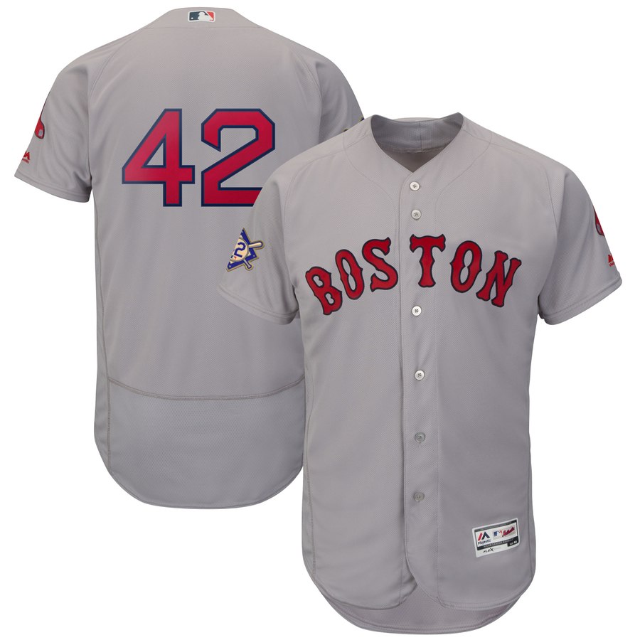 Boston Red Sox #42 Majestic 2019 Jackie Robinson Day Flex Base Jersey Gray