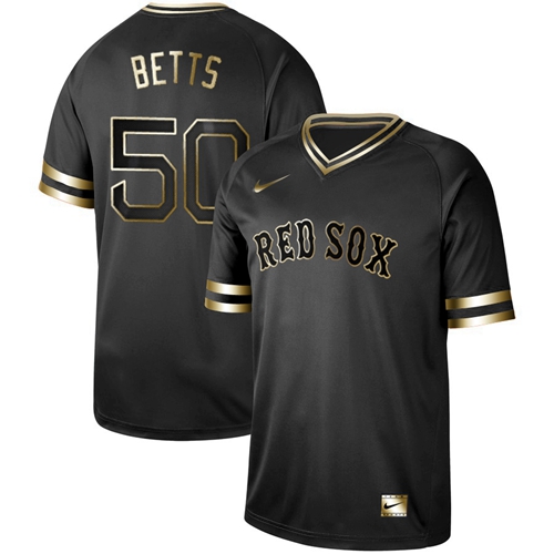Nike Red Sox #50 Mookie Betts Black Gold Authentic Stitched MLB Jersey