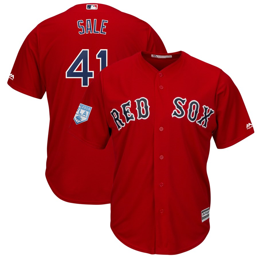 Red Sox #41 Chris Sale Red 2019 Spring Training Cool Base Stitched MLB Jersey