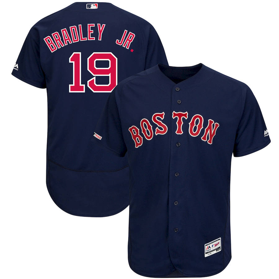 Boston Red Sox #19 Jackie Bradley Jr. Majestic Alternate Authentic Collection Flex Base Player Jersey Navy