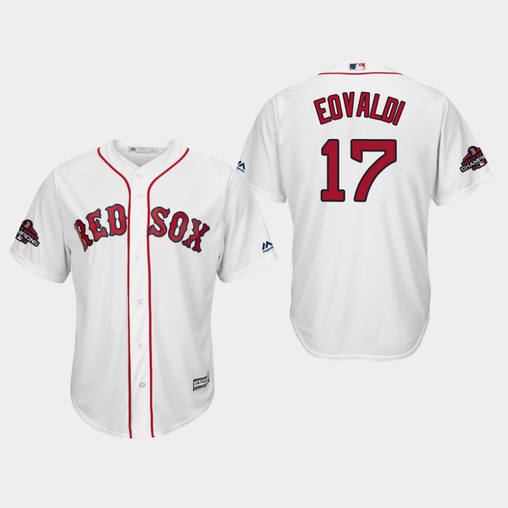 Red Sox #17 Nathan Eovaldi White New Cool Base 2018 World Series Champions Stitched MLB Jersey