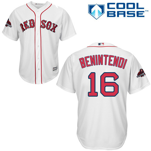 Red Sox #16 Andrew Benintendi White New Cool Base 2018 World Series Champions Stitched MLB Jersey