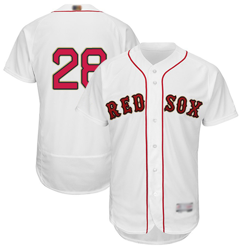 Red Sox #28 J. D. Martinez White FlexBase Authentic 2019 Gold Program Cool Base Stitched MLB Jersey