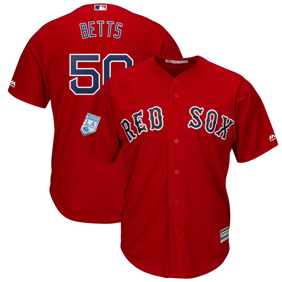 Red Sox #50 Mookie Betts Red 2019 Spring Training Cool Base Stitched MLB Jersey