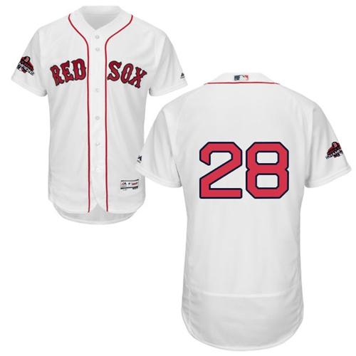 Red Sox #28 J. D. Martinez White Flexbase Authentic Collection 2018 World Series Champions Stitched MLB Jersey