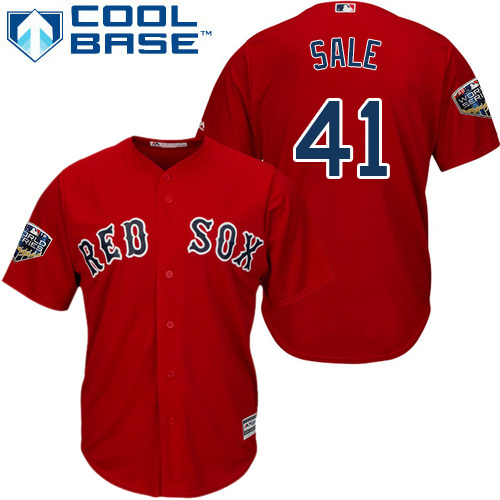 Red Sox #41 Chris Sale Red New Cool Base 2018 World Series Stitched MLB Jersey