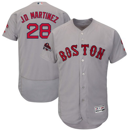 Red Sox #28 J. D. Martinez Grey Flexbase Authentic Collection 2018 World Series Champions Stitched MLB Jersey