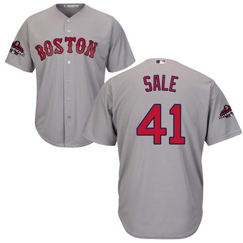 Red Sox #41 Chris Sale Grey New Cool Base 2018 World Series Champions Stitched MLB Jersey