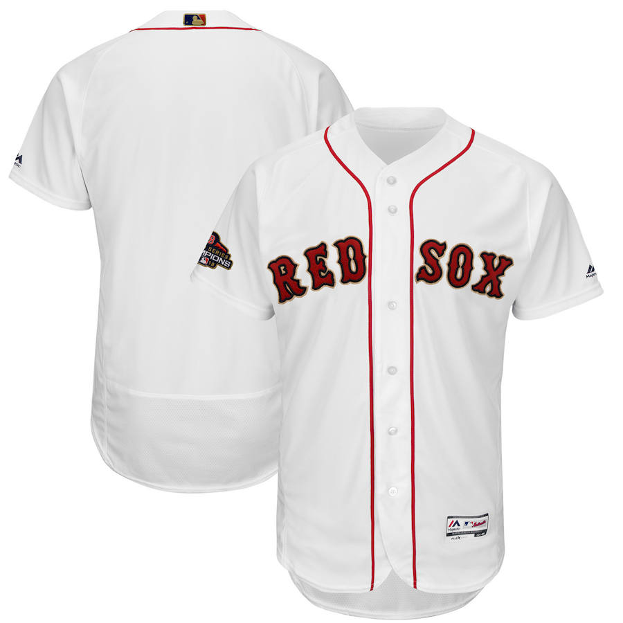 Boston Red Sox Majestic 2019 Gold Program Flex Base Team Jersey White