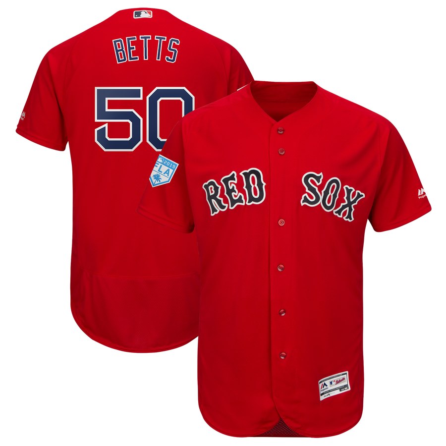 Red Sox #50 Mookie Betts Red 2019 Spring Training Flex Base Stitched MLB Jersey