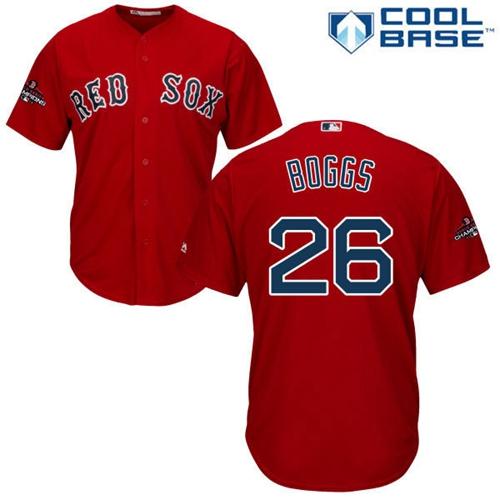 Red Sox #26 Wade Boggs Red New Cool Base 2018 World Series Champions Stitched MLB Jersey
