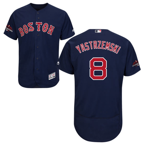 Red Sox #8 Carl Yastrzemski Navy Blue Flexbase Authentic Collection 2018 World Series Champions Stitched MLB Jersey
