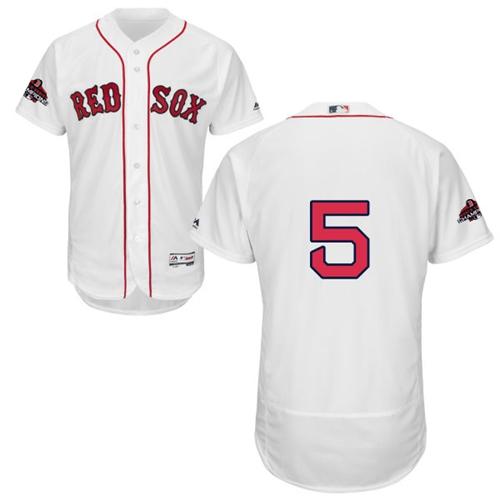 Red Sox #5 Nomar Garciaparra White Flexbase Authentic Collection 2018 World Series Champions Stitched MLB Jersey