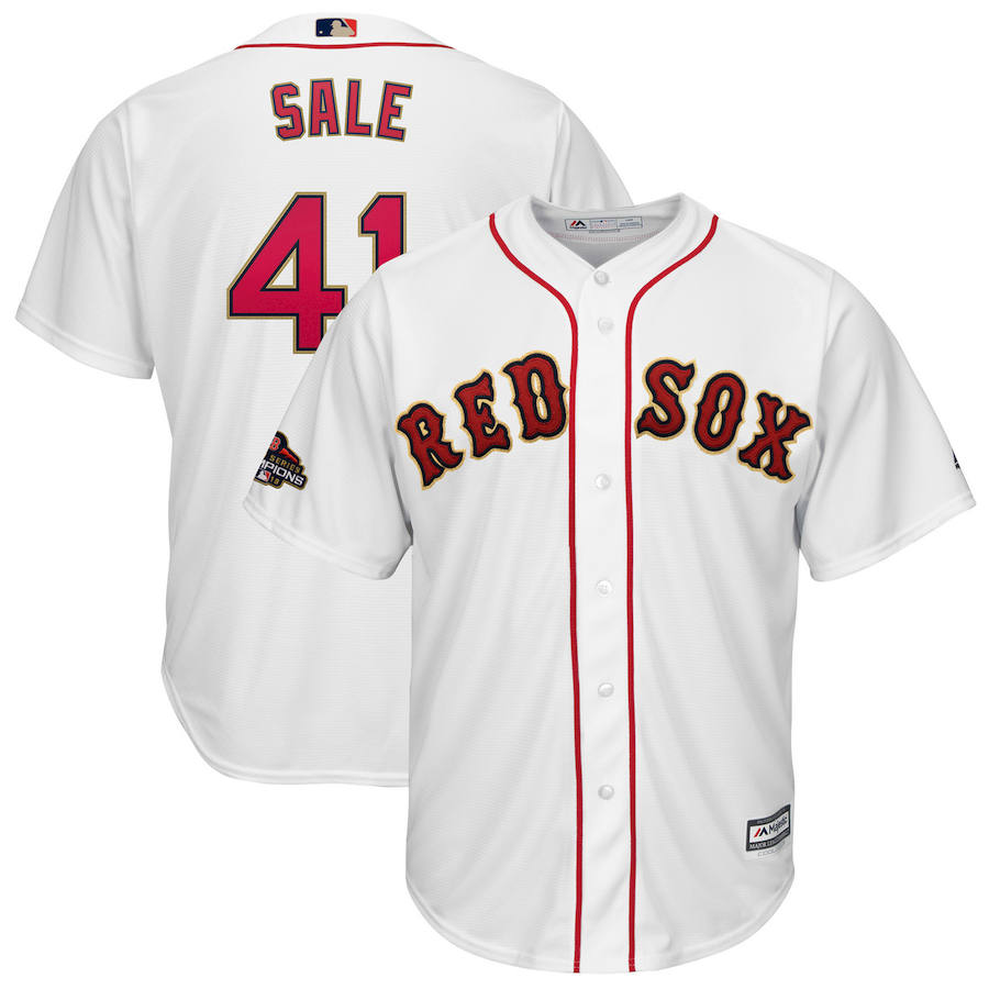 Boston Red Sox #41 Chris Sale Majestic 2019 Gold Program Cool Base Player Jersey White
