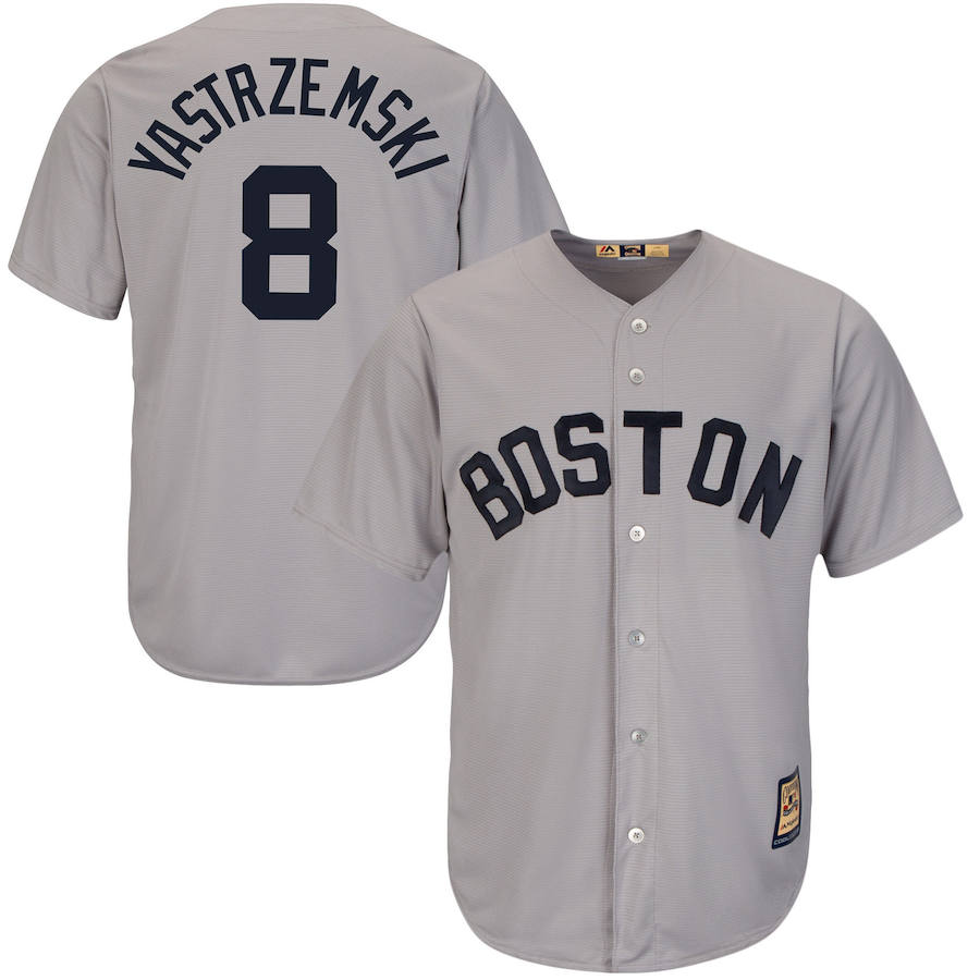 Boston Red Sox #8 Carl Yastrzemski Majestic Cool Base Cooperstown Collection Player Jersey Gray