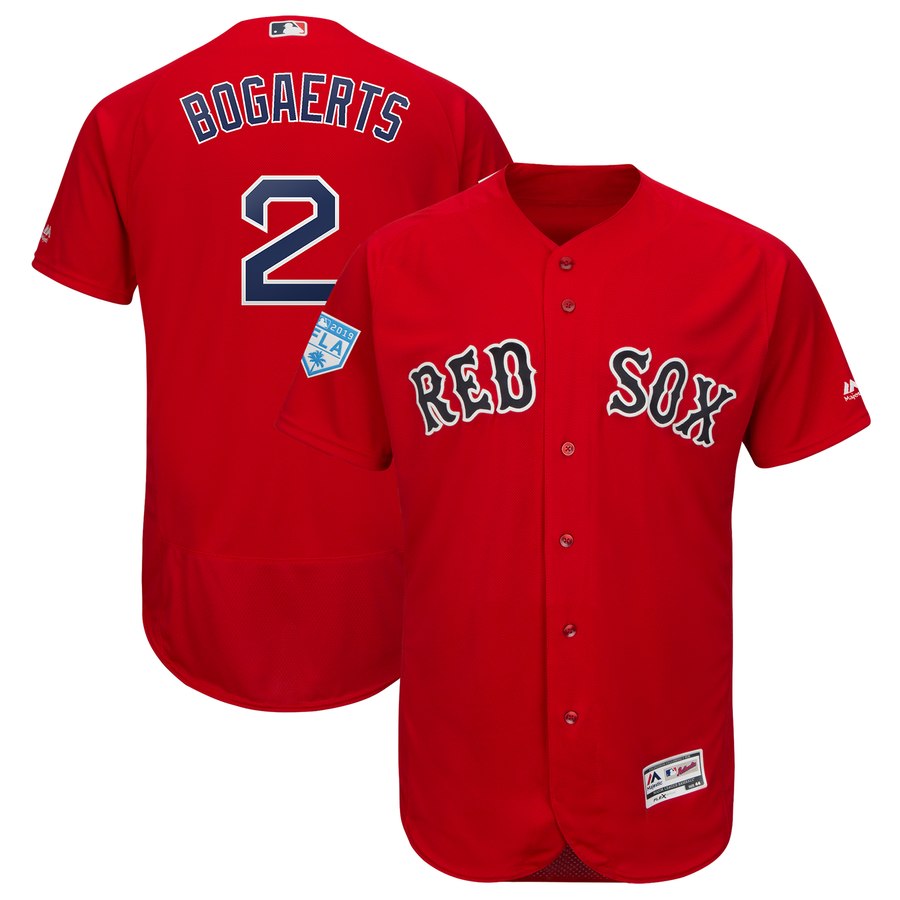 Red Sox #2 Xander Bogaerts Red 2019 Spring Training Flex Base Stitched MLB Jersey