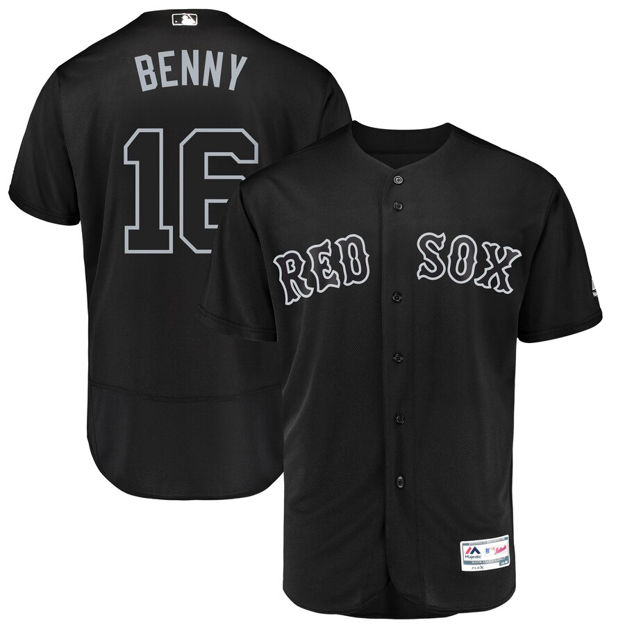 Boston Red Sox #16 Andrew Benintendi Benny Majestic 2019 Players' Weekend Flex Base Authentic Player Jersey Black
