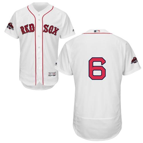 Red Sox #6 Johnny Pesky White Flexbase Authentic Collection 2018 World Series Champions Stitched MLB Jersey